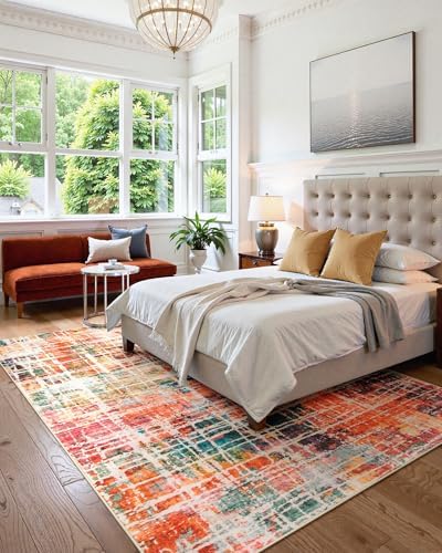 Beeiva Abstract Living Room Carpet 6x9, Modern Washable Non Slip Area Rug, Ul...