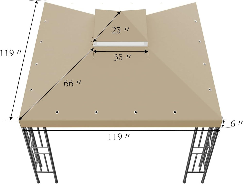 Sumfaller 10x10 FT Gazebo Replacement Canopy Top Cover