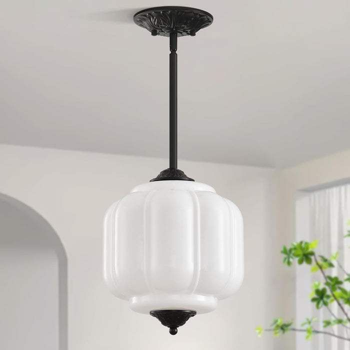 9in Milk Glass Schoolhouse Light Fixture Vintage, Bulb Included