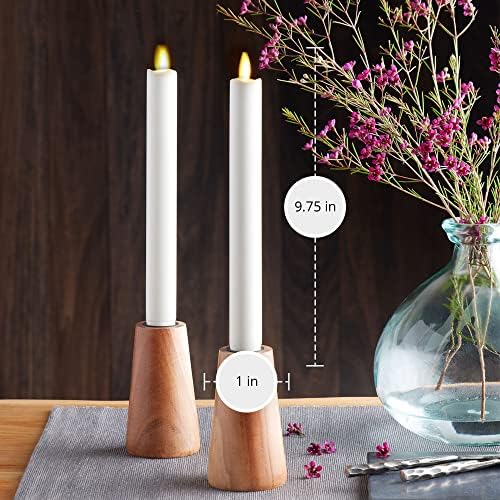 Luminara Set of 2 Moving Flame LED Taper (1x9.75), Flameless Candle, Melted E...