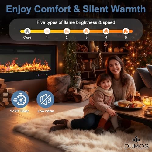 DUMOS 36" Freestanding Electric Fireplace, 1500W/750W Wall Mounted or Re...