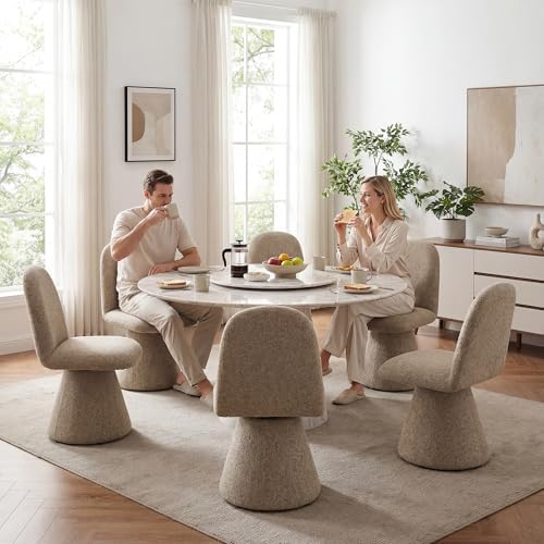 DUOMAY 360° Swivel Dining Chairs Set of 4, Mid Century Modern High Back Linen...