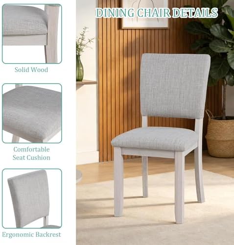 leovanni Rectangle Dining Table Set of 4, 48" Rectangle Kitchen Table an...