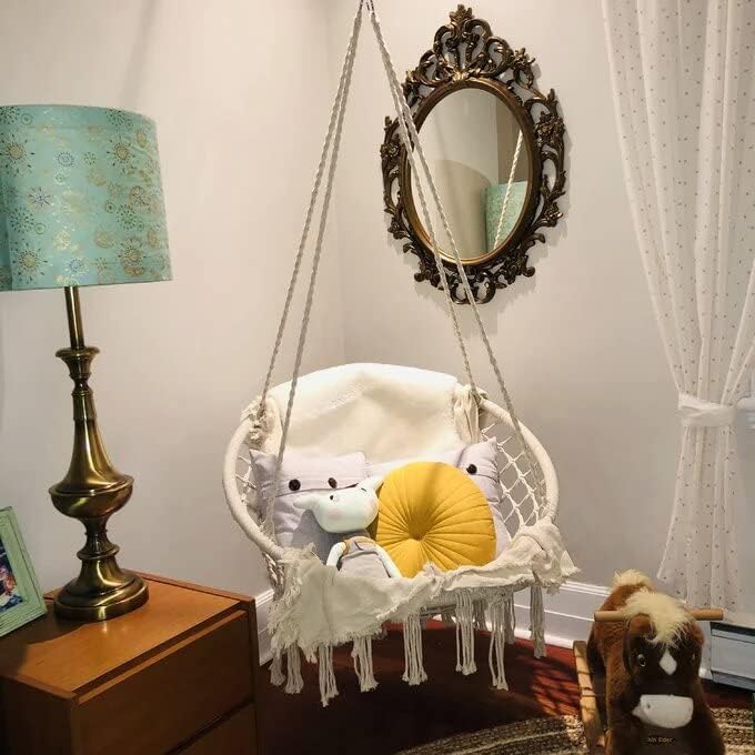 Garpans Hammock Chair Macrame Swing Bohemian Style Hammock Swing Chair with T...