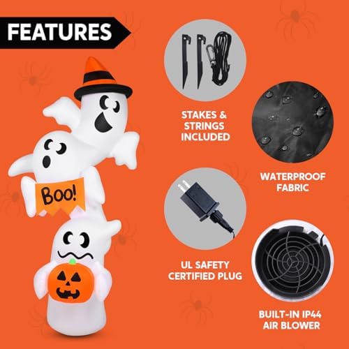 JOYIN Halloween Inflatable Ghost Outdoor Decorations, Giant Overlap Ghost Inf...