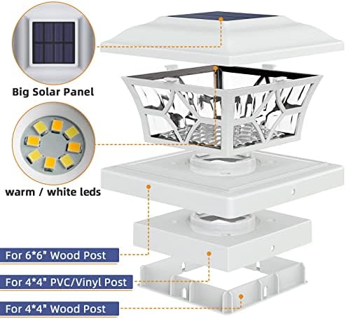 APONUO Solar Post Cap Lights 8 Pack with 1000mAh Battery - for 4x4 5x5 6x6 Fe...