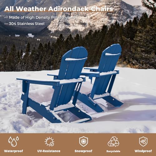 BRIOPAWS Folding-Adirondack-Chairs Set of 2 | HDPE Plastic | Fire Pit Chair |...
