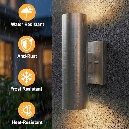 12in Aluminum Up and Down LED Porch Light Super Bright 3000K, 2P