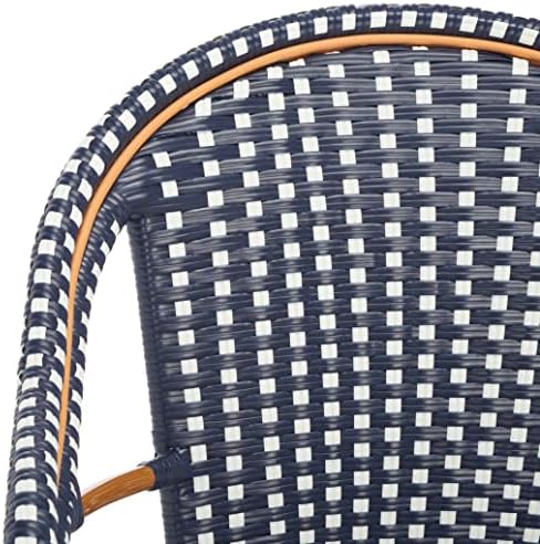 SAFAVIEH Outdoor - California Armchair Set of 2 - Navy & White - Faux Wic...