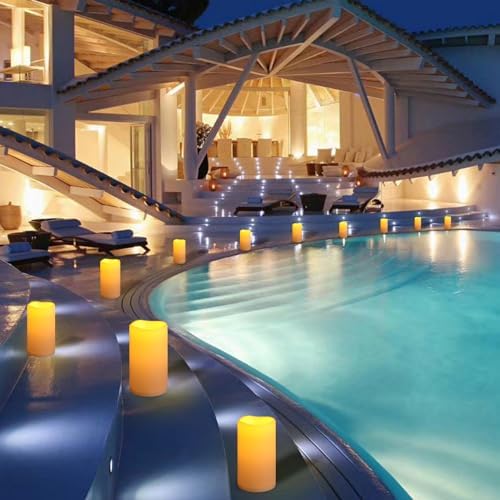 NURADA Large Outdoor Flameless Candles 6" 8" 10" x 5" - W...