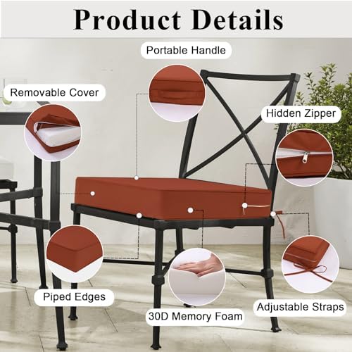 Outdoor Chair Cushions 22x22x4 Inch, Waterproof Spice Patio Furniture Cushion...