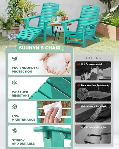 Adjustable Adirondack Chair,Outdoor Fire Pit Chair，Lakeblue