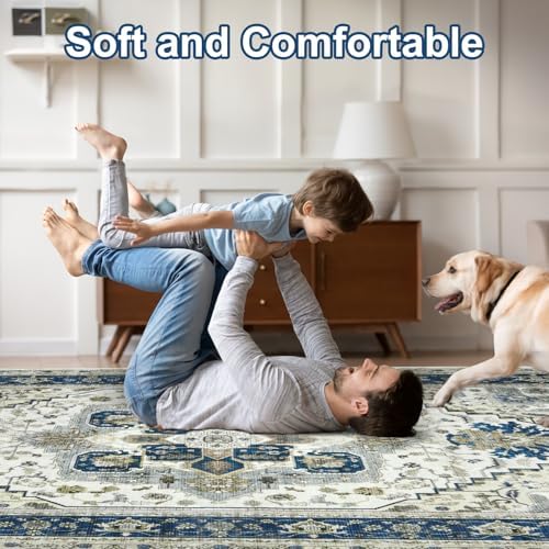 Area Rugs for Living Room 9x12 - Large Machine Washable Vintage Oriental Soft...