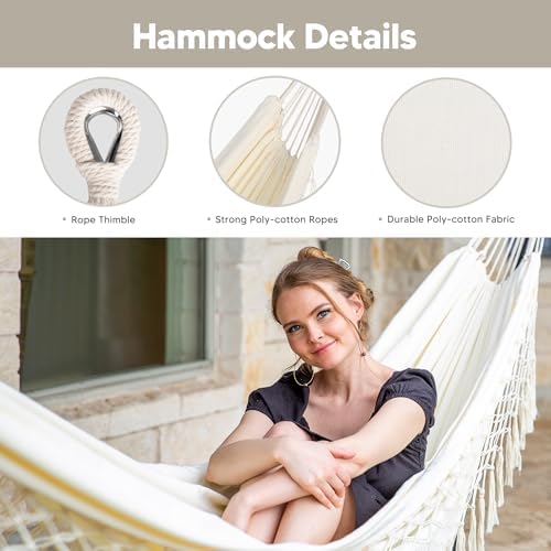 SUNCREAT Portable Outdoor Hammock with Stand Included, Double Hammock with Ta...