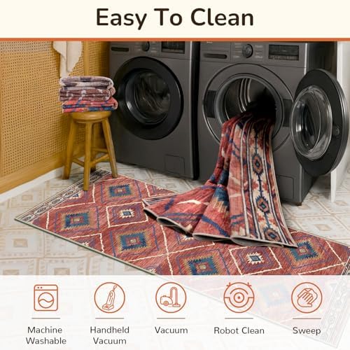 BESTSWEETIE Area Rug 8x10 Machine Washable Non-Slip Low Pile Tribal Western R...