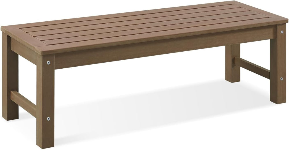 Psilvam 47" Backless HDPE Outdoor Bench for 2-Person, Brown