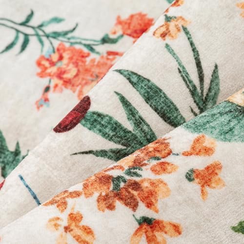 PureCozy Washable Floral Area Rug 6x9 for Living Room Vintage Beige Carpet