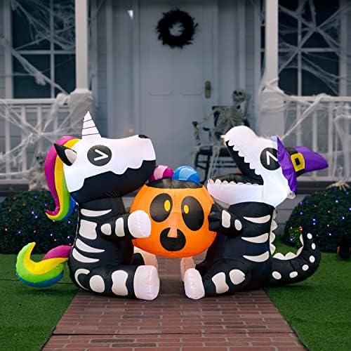 Joiedomi 6 FT Halloween Inflatables Outdoor Decorations, Sitting Skeleton Uni...