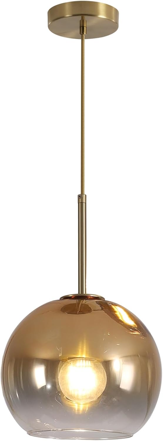 KCO 9.8” Large Mid Century Modern Gradient Gold Glass Globe Pendant Light