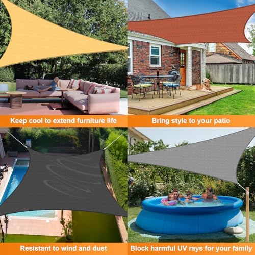 Artpuch Sun Shade Sail 12'X16' Light Grey Rectangle