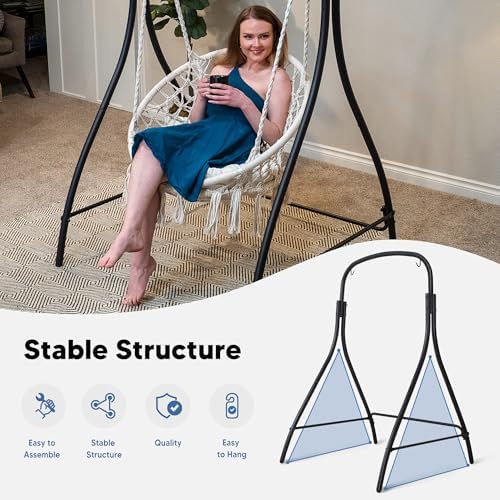 SUNCREAT Indoor Hammock Swing Chair with Stand, Hanging Chair Outdoor with St...