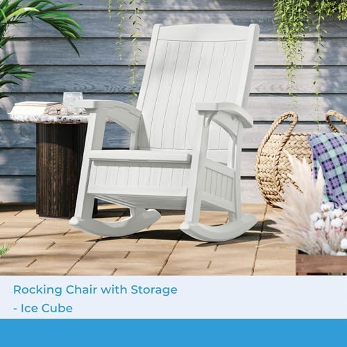 Suncast Outdoor Patio Rocking Chair with 7 Gal. of Under-Seat Storage, Stylis...