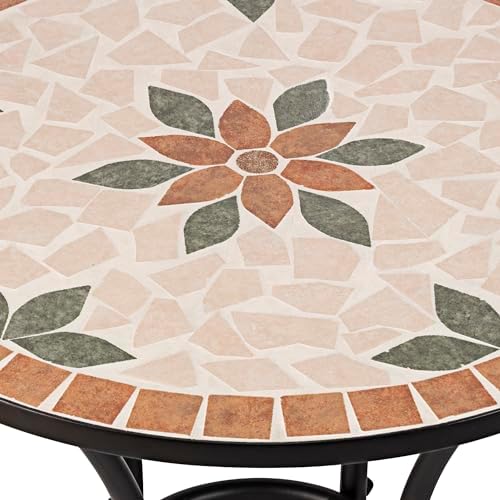 Alpine Corporation Indoor/Outdoor 3-Piece Mosaic Bistro Set Folding Table and...