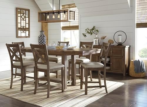 Signature Design by Ashley Rustic Counter Height Bar Stool, Set of 2, Beige