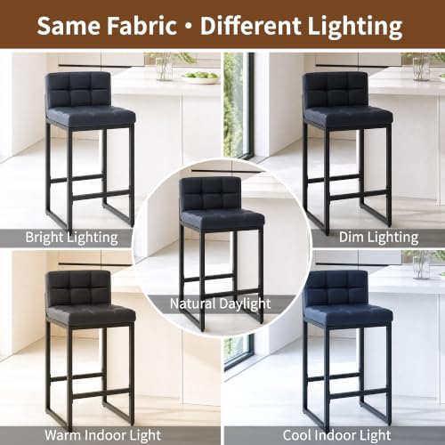 FIRAVOE Bar Stools Set of 4, PU Leather Counter Height Barstools with Low Bac...