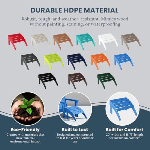 WO Home Furniture HDPE Folding Adirondack Ottoman, Pacific Blue