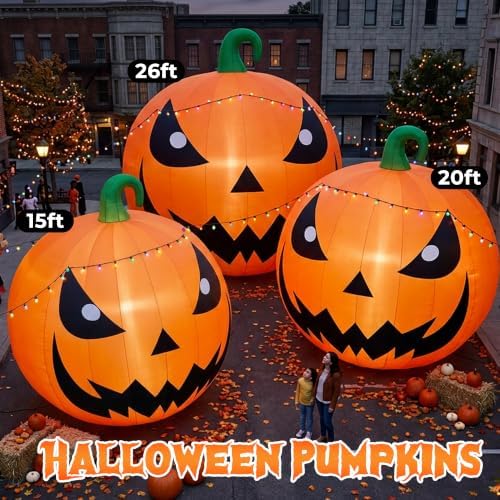 15FT Halloween Inflatables Pumpkin Decorations with 750W Air Blower