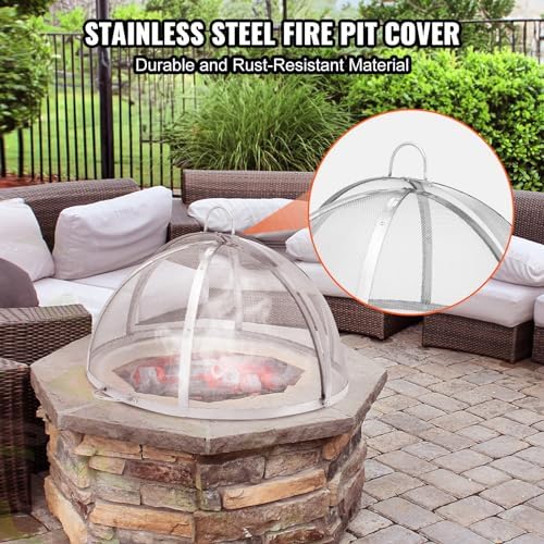 Firepit Spark Screen Lid, 30" Diameter, Outdoor Firepit Ring Cover Round...