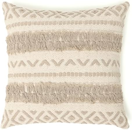 · REDEARTH · Textured Handwoven Throw Pillow Cases Geometric Craft Taupe