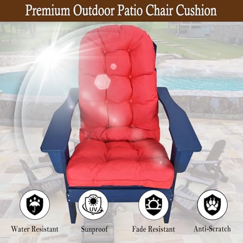 Outdoor Adirondack Chair Cushions Set of 2, Waterproof Patio Rocking Chair Cu...
