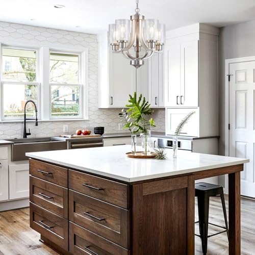 5-Light Dining Room Chandelier,Small Chandeliers Brushed Nickel