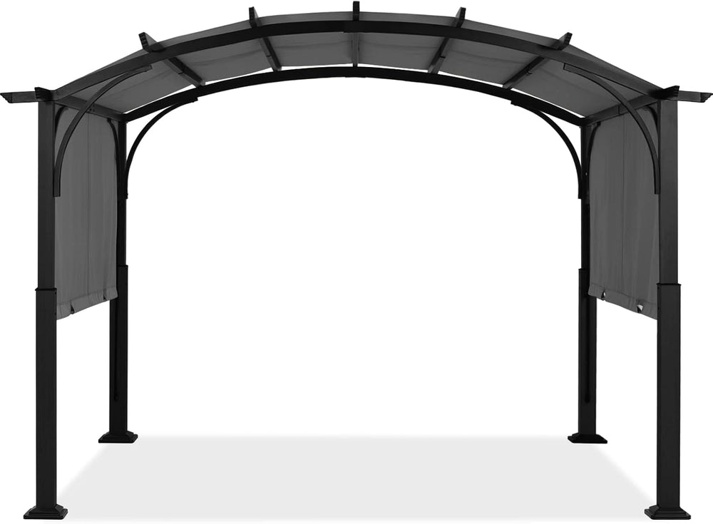 ABCCANOPY Arched Pergola 10'x12' with Retractable Sun Shade, Dary Gray