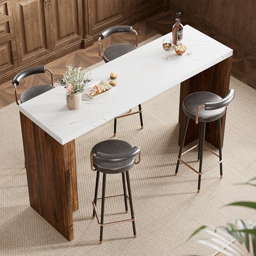 Bar Table for 4-6 People - 55” Long Counter Height Pub with Extra Thickened T...