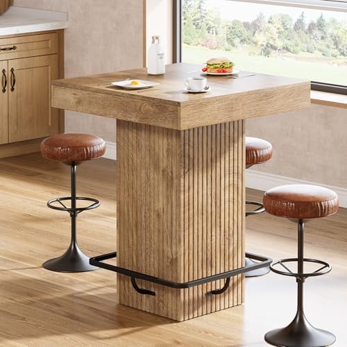 Tribesigns Square Bar Table, Kitchen Dining Table, Industrial Counter Height ...