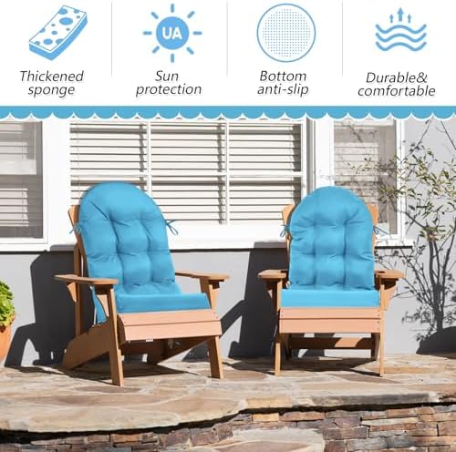 Geelin 2 Pcs Outdoor Patio Chair Cushion Thick High Back Adirondack Chair Cus...