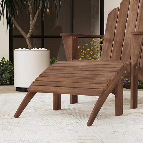 Linon Home Dcor Linon Adirondack Woodstock Ottoman, Teak Stain, Acorn, 21.6&q...