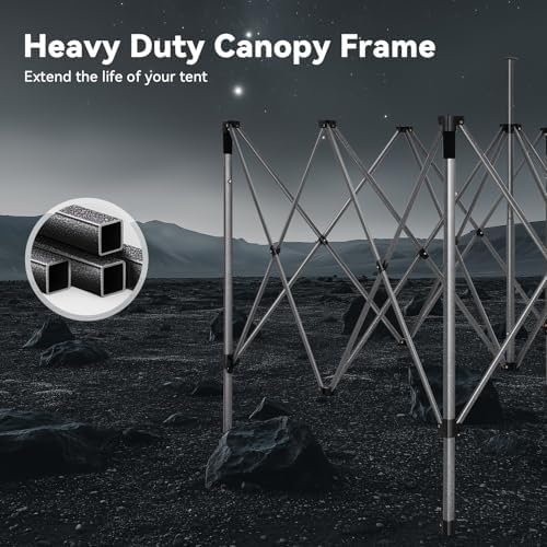 COBIZI 10x15 Heavy Duty Pop Up Canopy Tent with 4 Sidewalls, Black