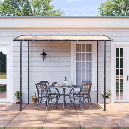 Aoxun 10x6 Lean-to Gazebo,Sloped Roof Pergola Porch Canopy Awning for Patio