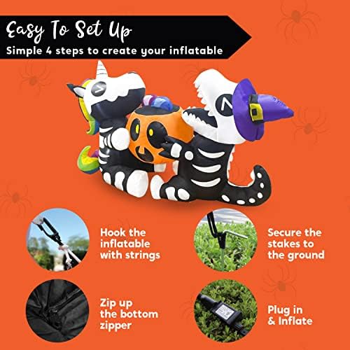 Joiedomi 6 FT Halloween Inflatables Outdoor Decorations, Sitting Skeleton Uni...