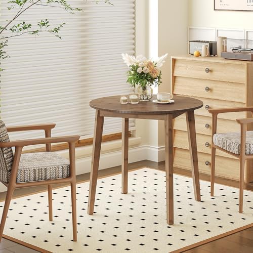 HOOBRO Bamboo Dining Table, Round Dining Table for 2, 27.5" Kitchen Tabl...