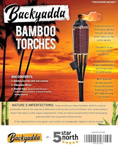 Backyadda Bamboo Torches for Outside, Compatible with All Tiki Torches Fuels,...
