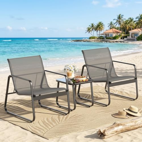 Gizoon Patio Chairs Set of 2, 3PCS Patio Furniture Set, Balcony Chair Set