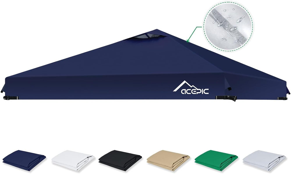 ACEPIC Upgraded 10x10 Canopy Replacement Top with Air Vent(Blue, Top Only)