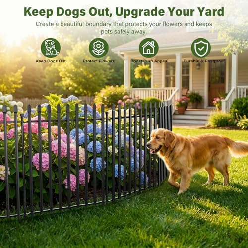 No Dig Decorative Garden Fence, 32in(H)×22ft(L), 10 Panels