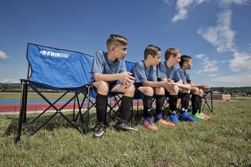 Kwik Goal 6-Seat Kwik Bench, Black, Steel Frame with Woven Fabric Seats, 16&q...