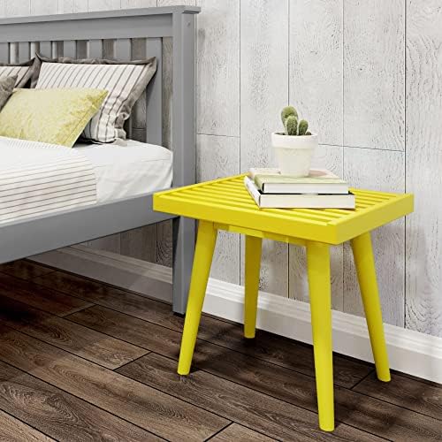 Plank+Beam Square Entryway Bench, Mid-Century Modern, 19", Yellow